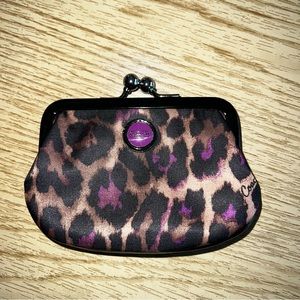 Coach Signature Ocelot Print Kisslock Coin Purse